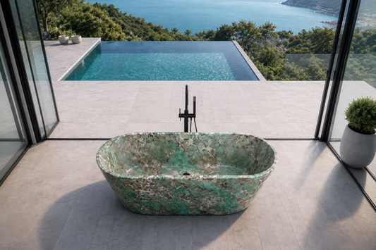 Amazon Green Freestanding Marble Bathtub | Luxury Stone Bathtub