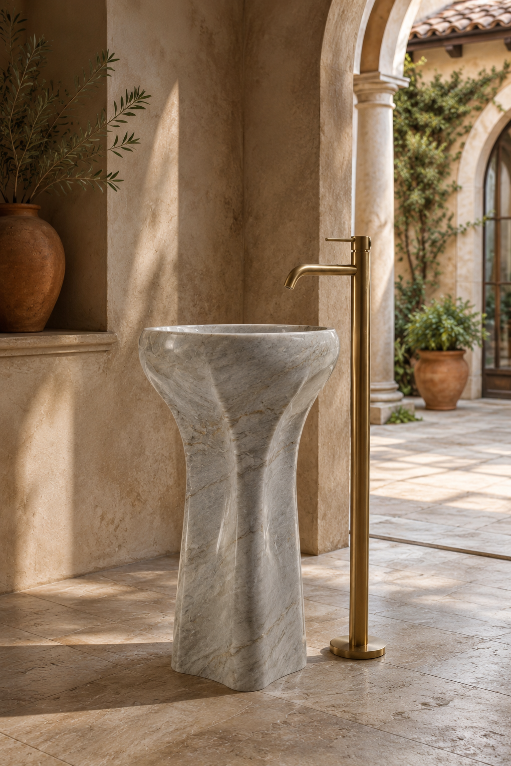 Freestanding stone Taj Mahal basin