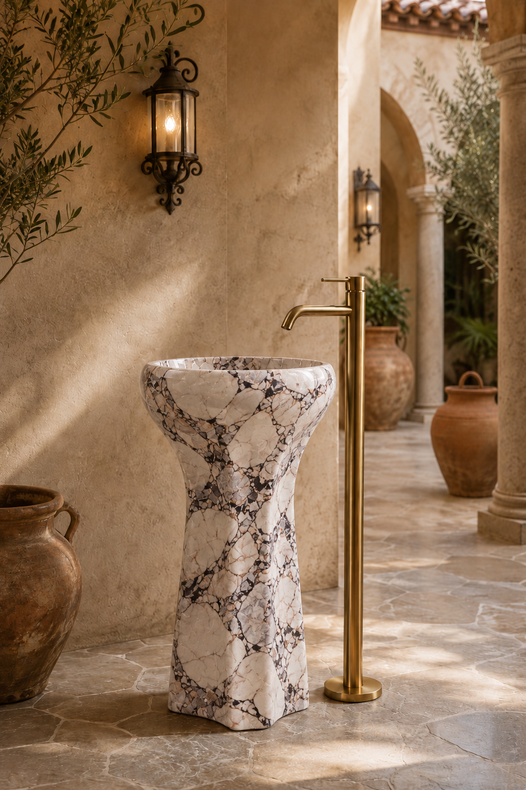Marble pedestal calacatta blue