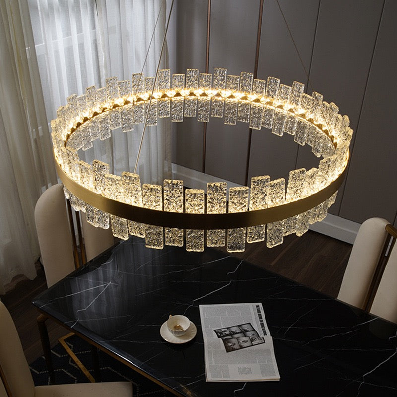 Gold Chandelier with Rock-Style Crystals
