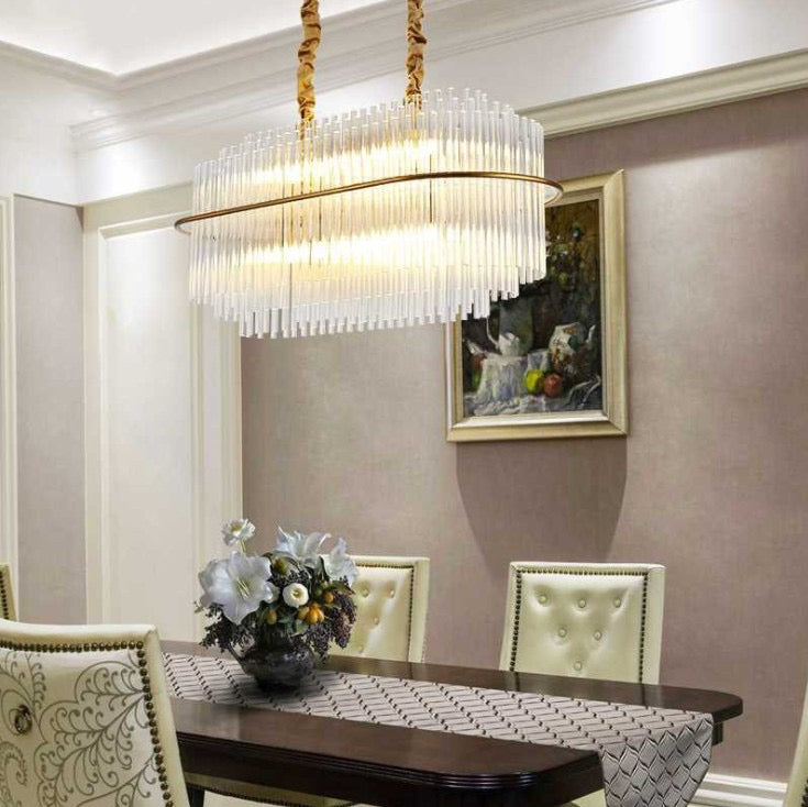 Modern Gold & Crystal Linear Chandelier