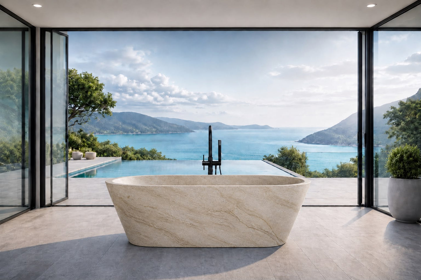 Taj Mahal Freestanding Marble Bathtub