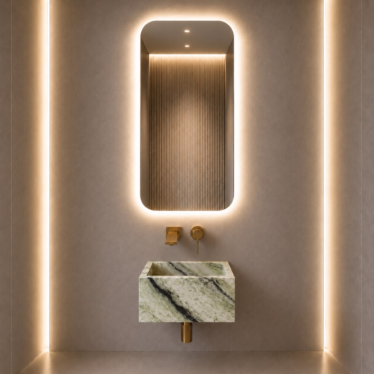 Shangri La Green Wall Mounted Marble Basin