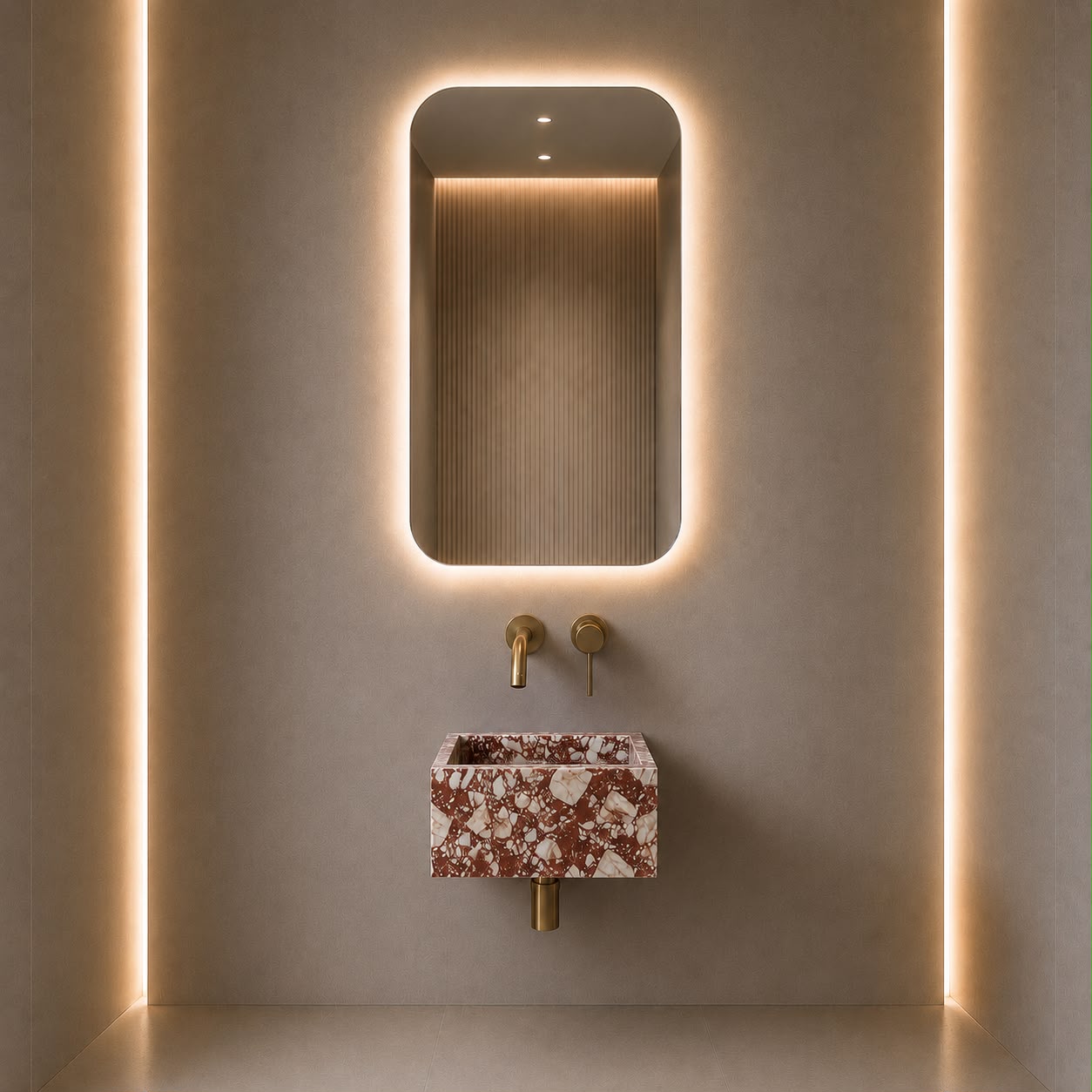 Bulgari Red Wall Mounted Marble Basin