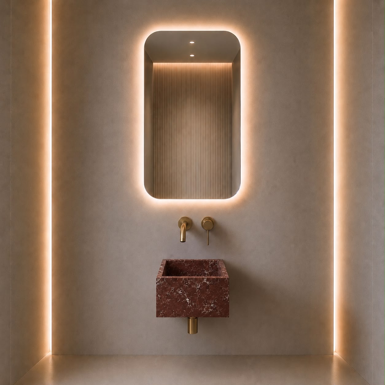 Rosso Alicante Wall Mounted Marble Basin