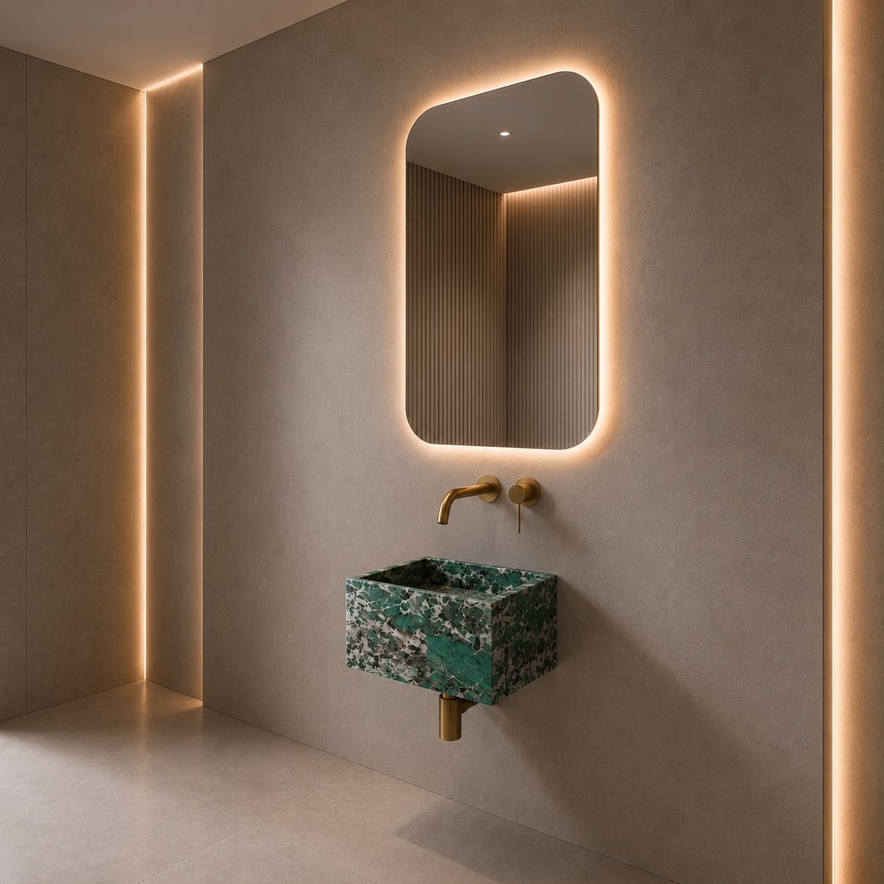 Amazonia Green Wall Mounted Marble Basin