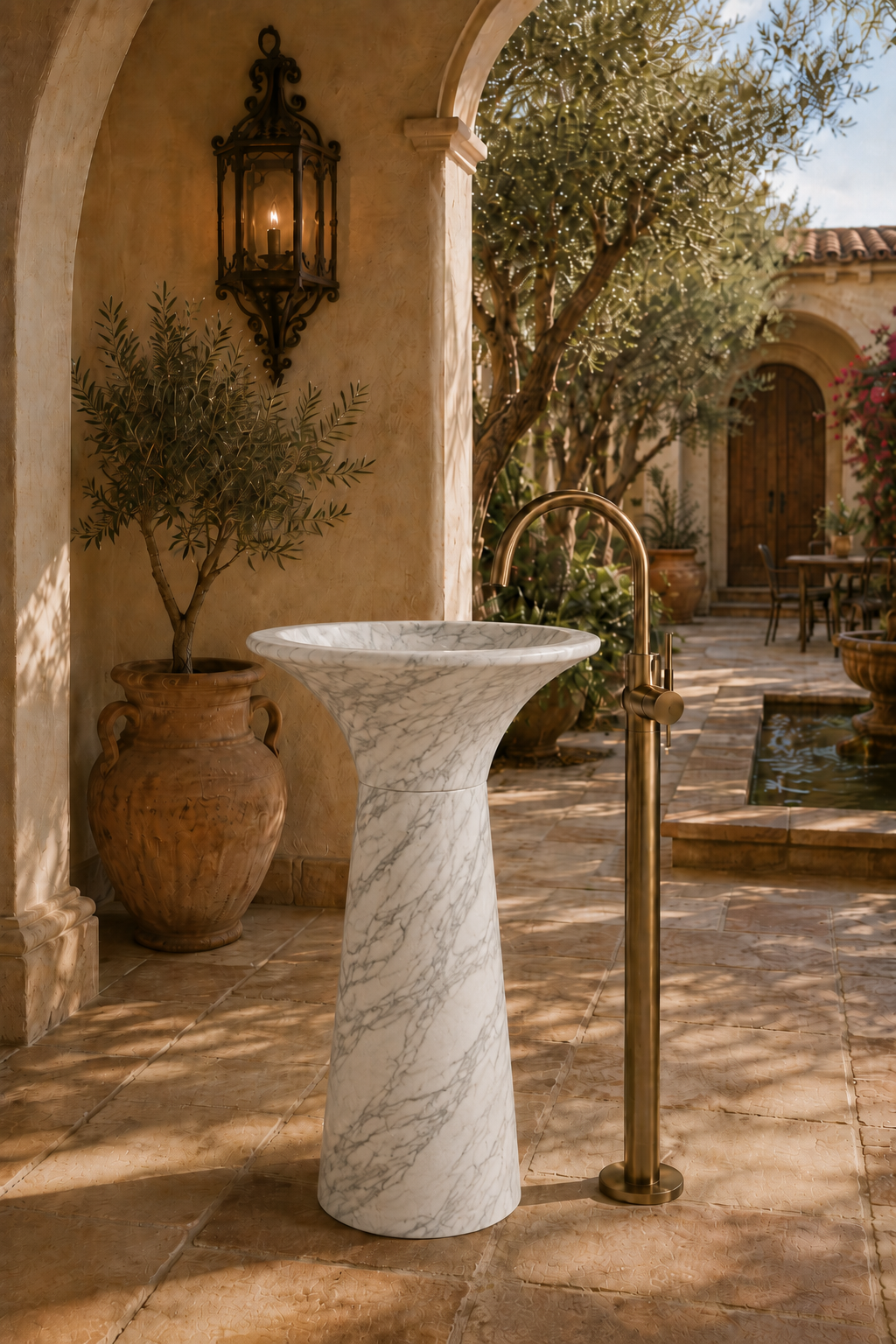 Arabescato Corchia Marble Pedestal, product view 6