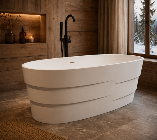 Stepped Stone Resin Freestanding Bath – product view 1