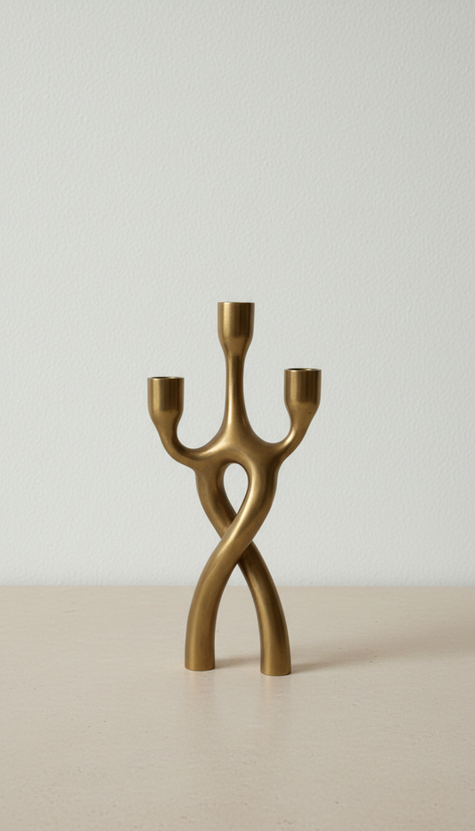 Sculptural Brass Candleholder