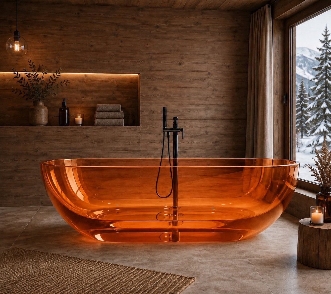 Transparent Resin Freestanding Bath | Luxury Stone Bath