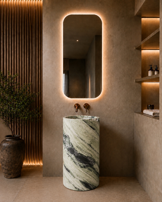 Shangri La Green Marble Pedestal, product view 1