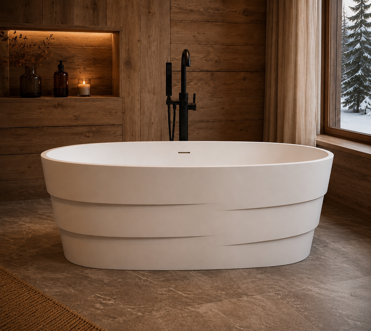 Stepped Stone Resin Freestanding Bath – product view 2