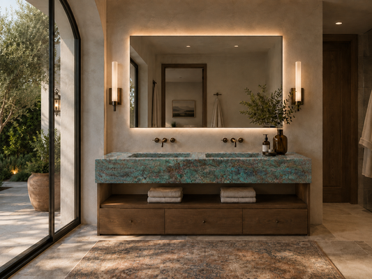 Grande Aurelia Collection Luxury Stone Wash Basin – Amazon Green, product view 1