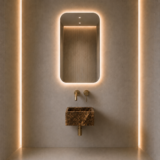 Dark Emperador Wall Mounted Marble Basin, product view 1