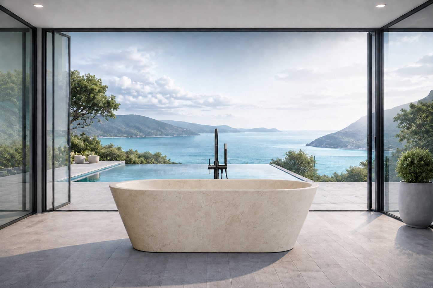 Crema Marfil Marble Bathtub