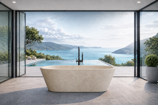 Crema Marfil Freestanding Marble Bathtub