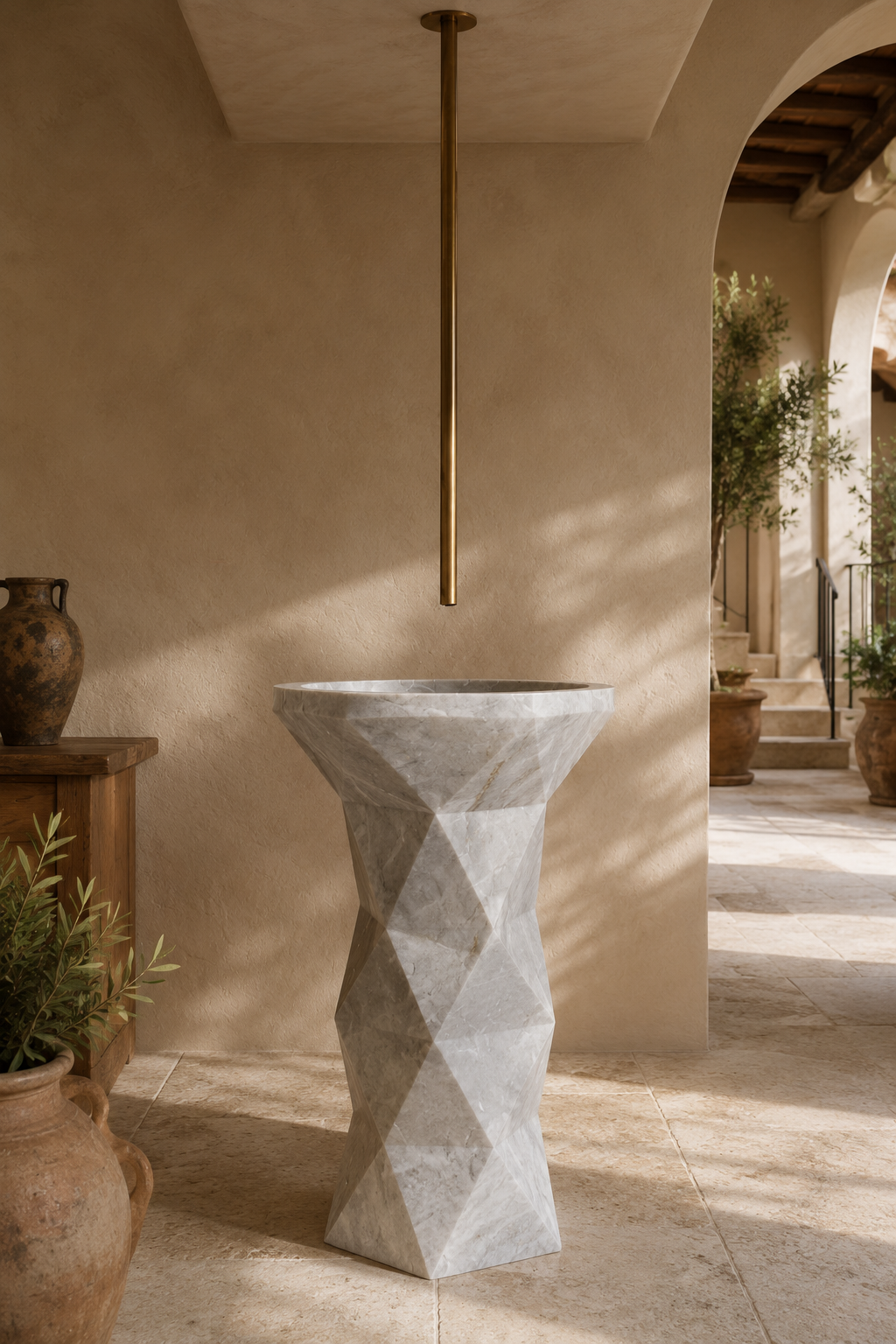 Freestanding Taj Mahal stone sink 
