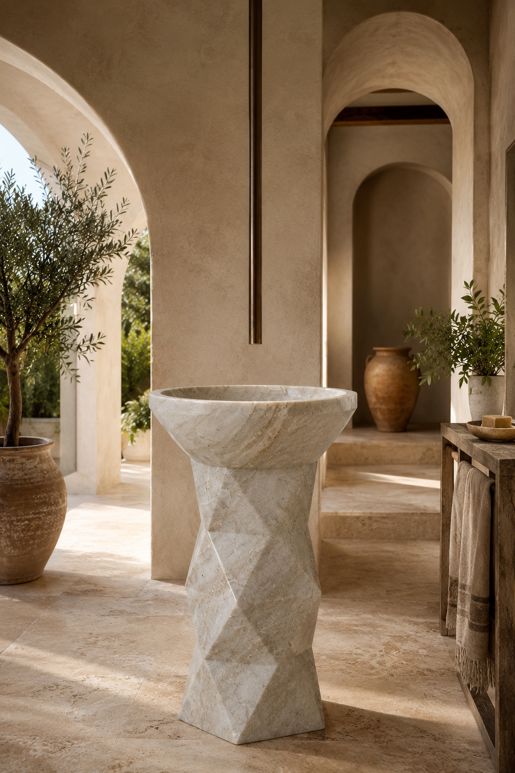Taj Mahal stone freestanding sink 