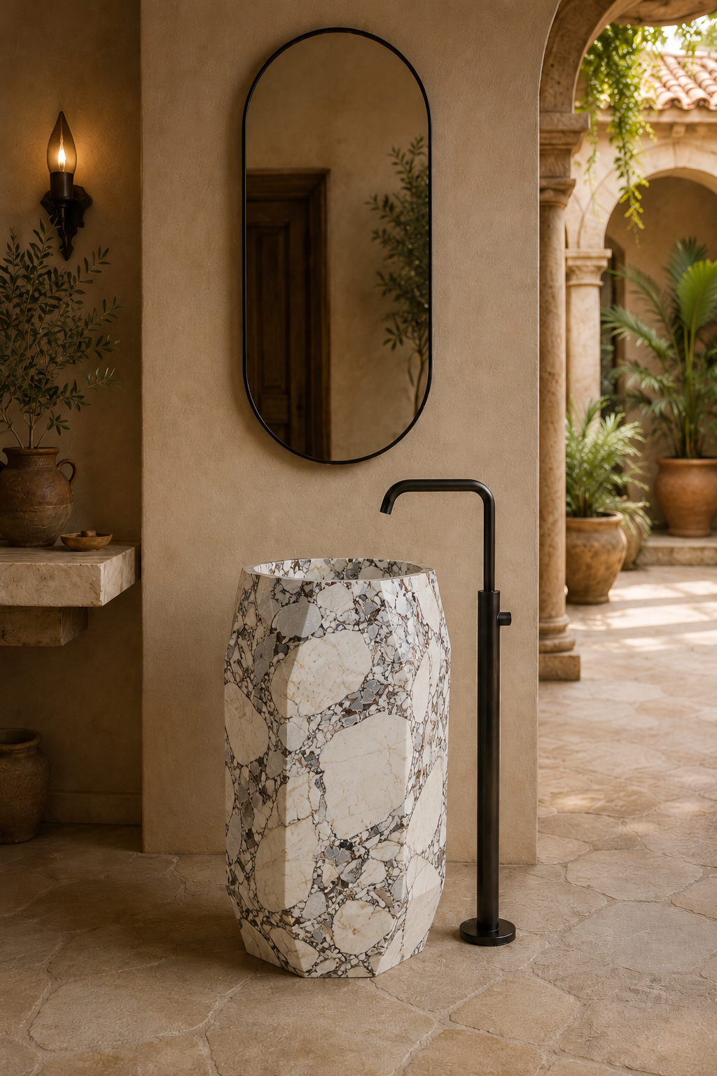 Marble calacatta blue pedestal 