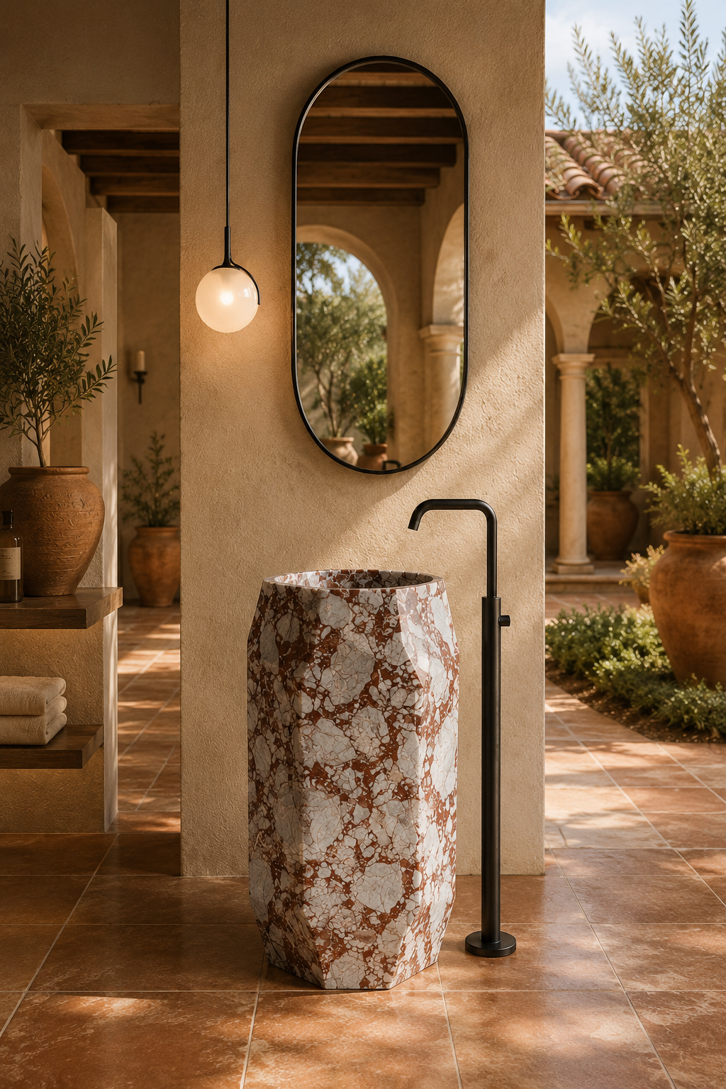 Marble freestanding pedestal Bulgari Red 