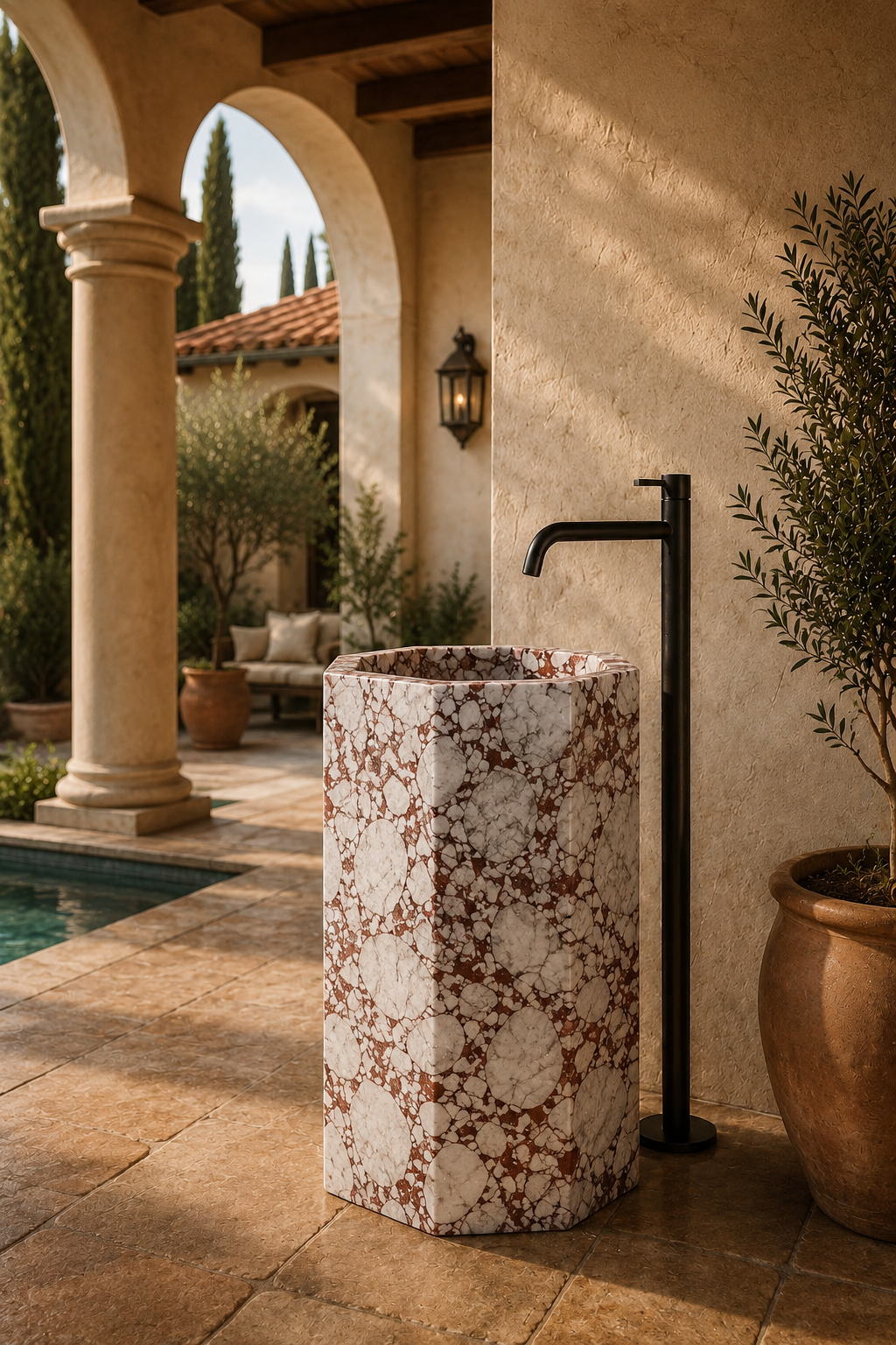 Bulgari Red freestanding marble sink 