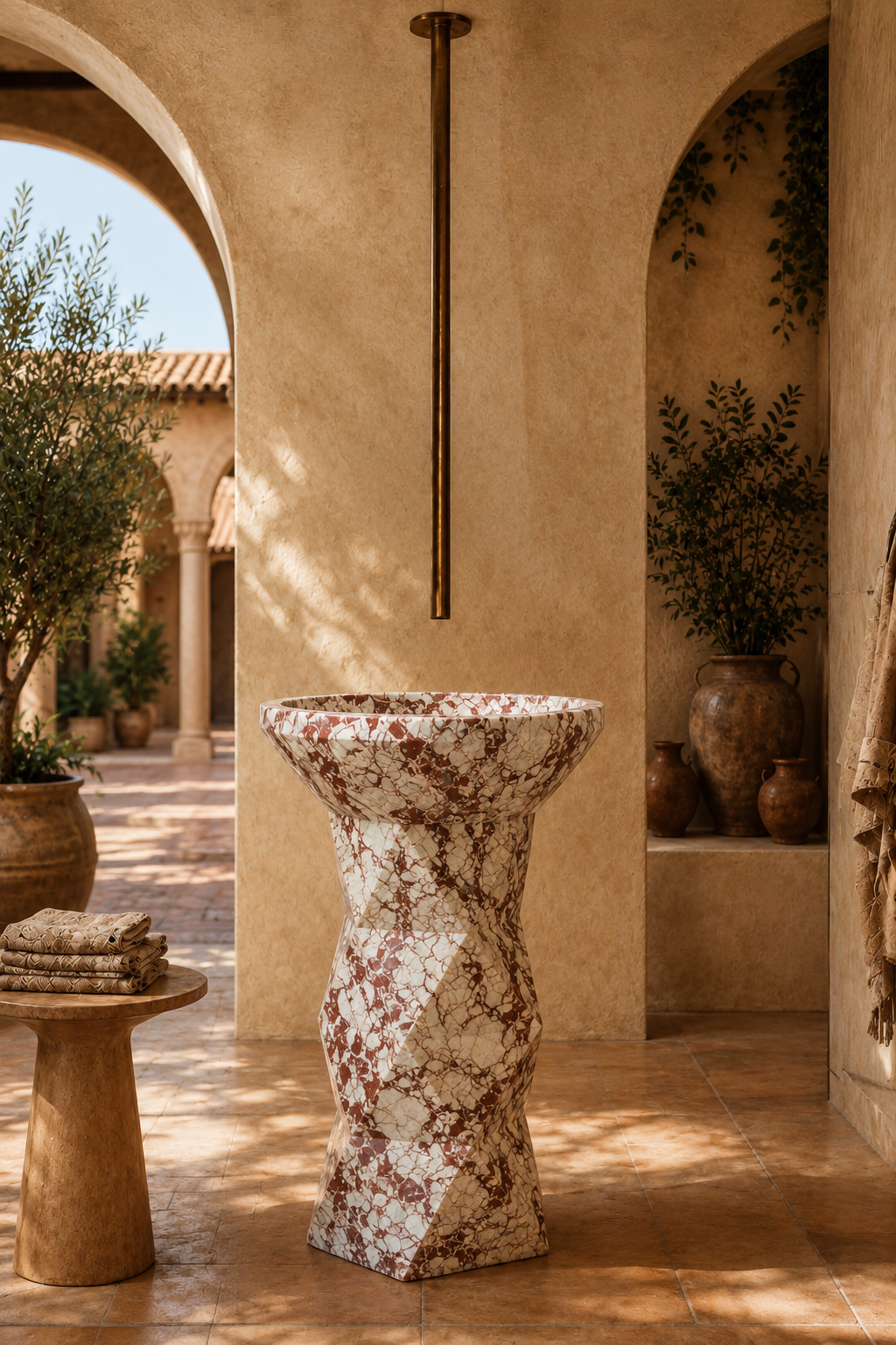 Bulgari Red freestanding pedestal basin 