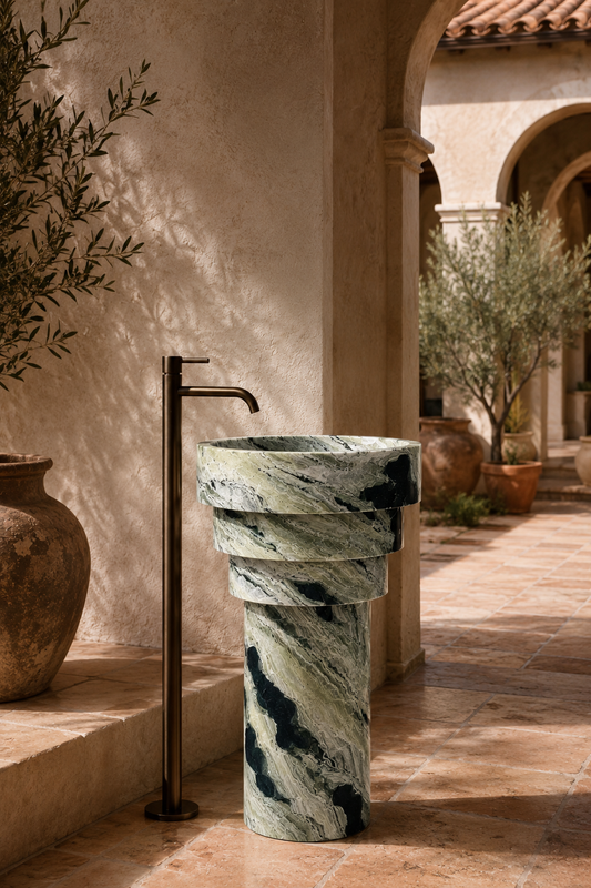 Shangri La Green Marble Pedestal, product view 1