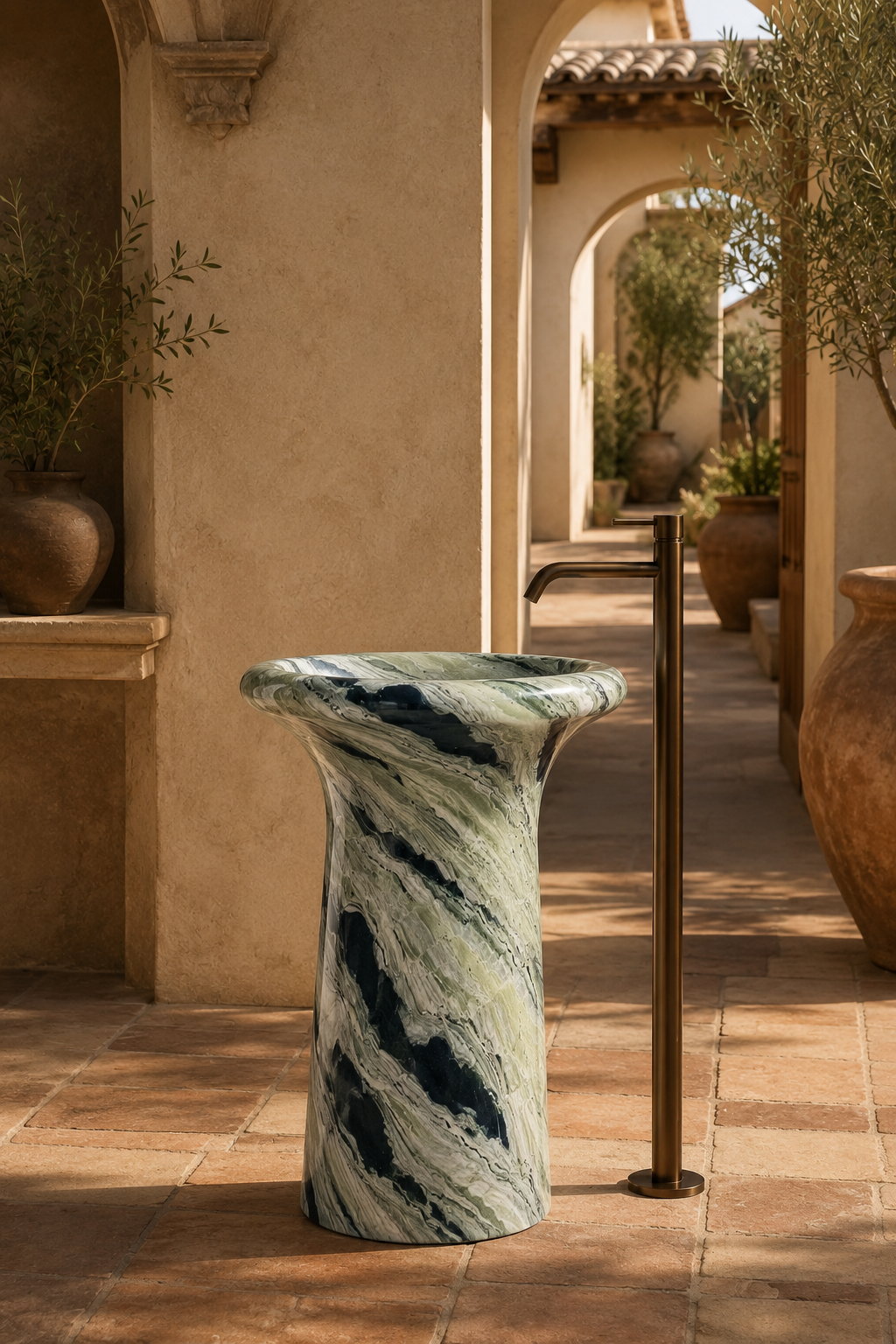 Shangri La green marble basin 