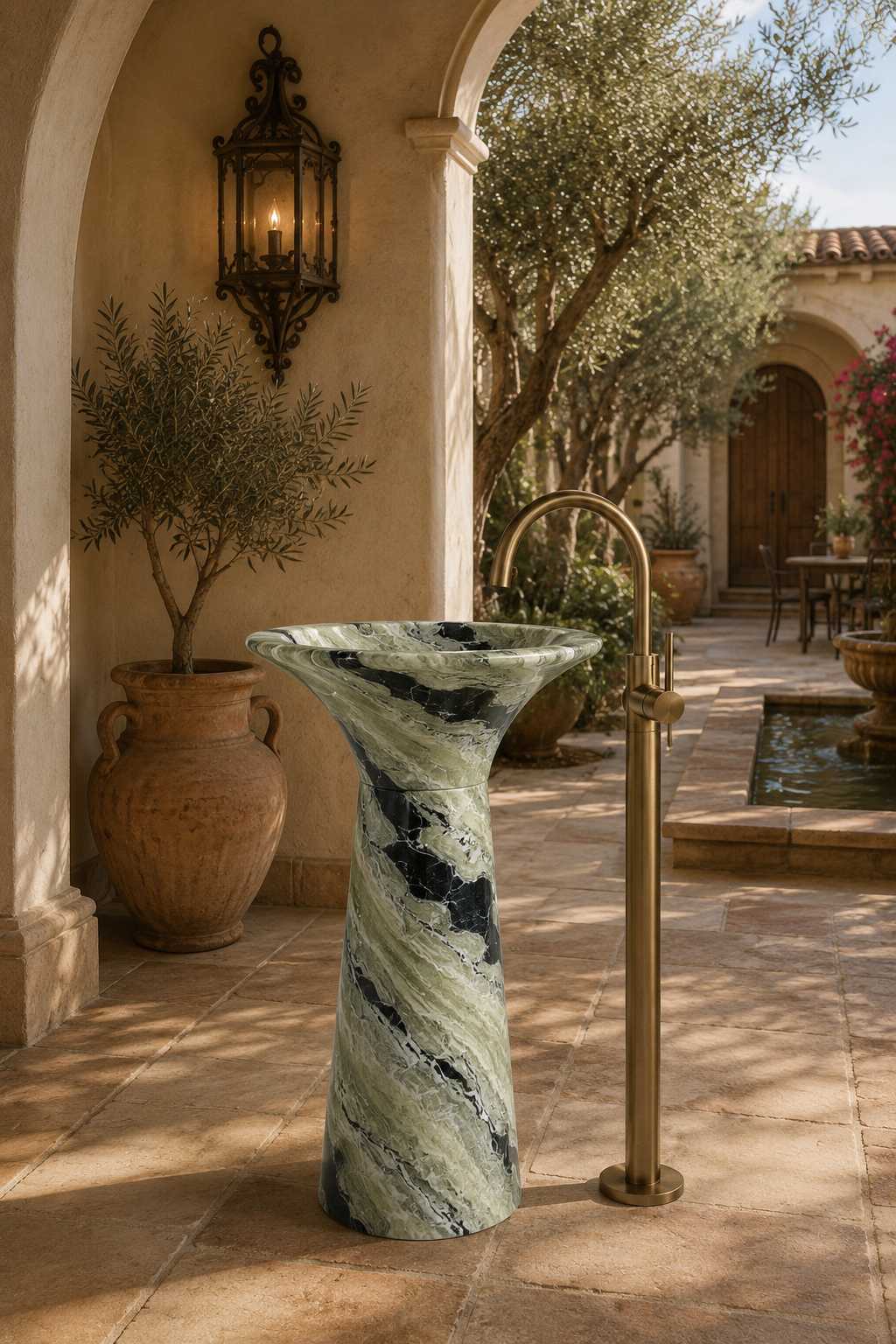 Shangri La green freestanding basin 