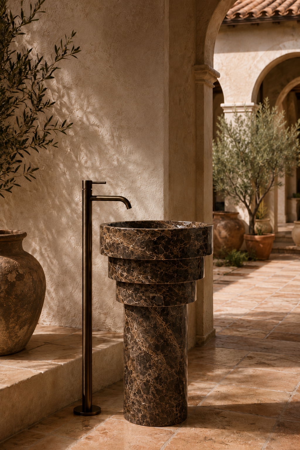 Marble dark Emperador pedestal 