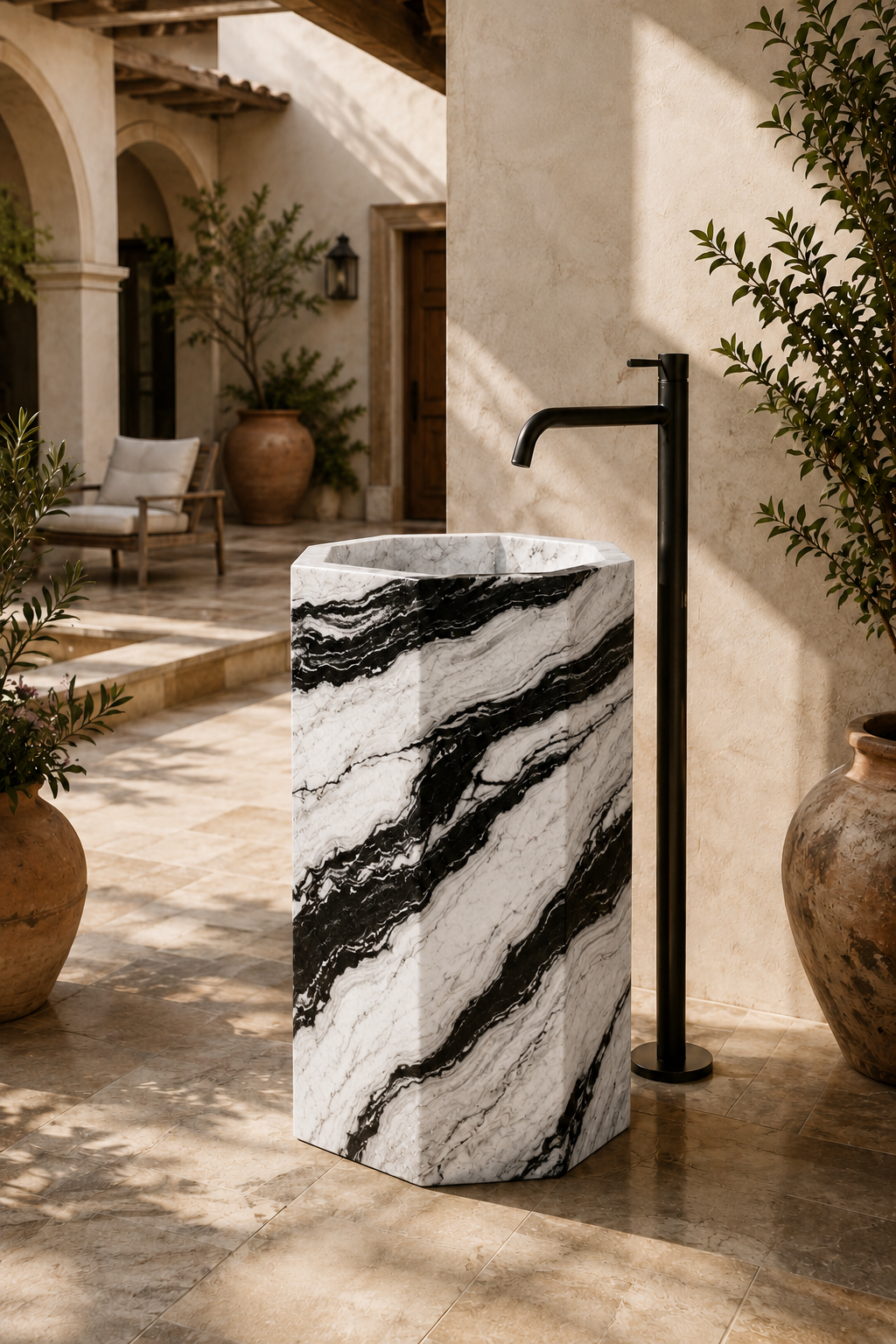 Freestanding marble panda white pedestal 