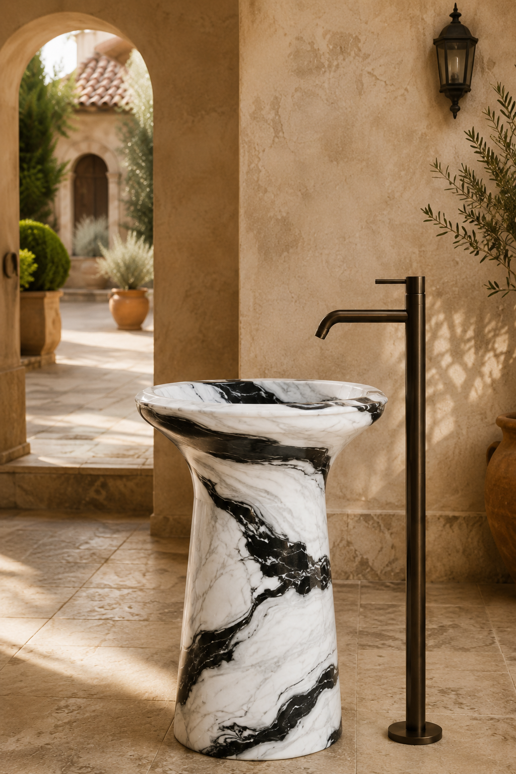 Panda white marble sink 