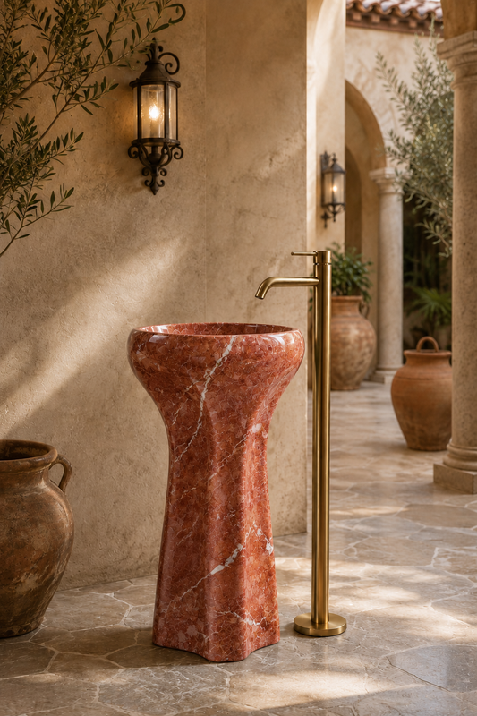 Rosa Alicante Marble Pedestal, product view 1