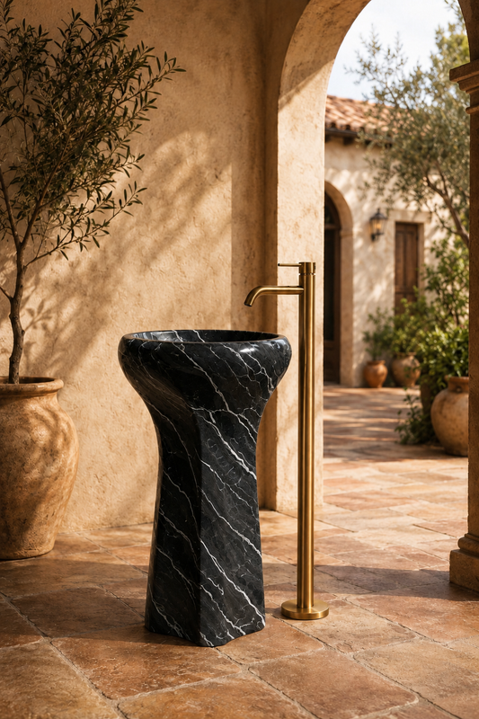 Nero Marquina Marble Pedestal, product view 1