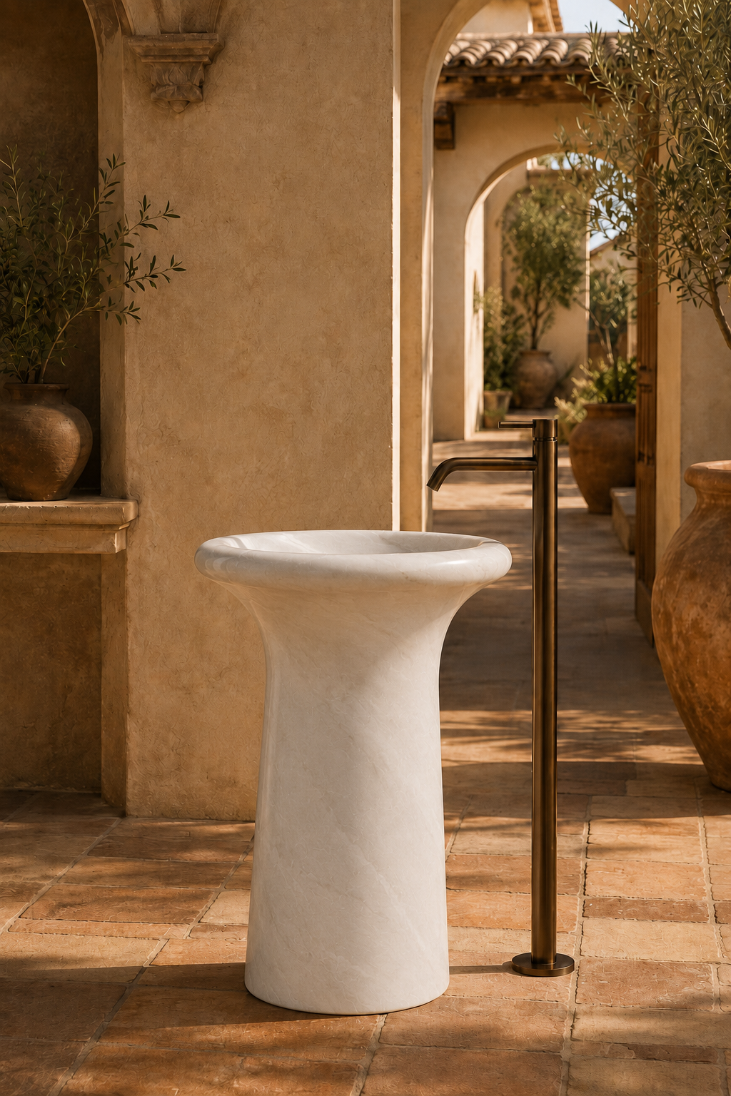 Freestanding crema Marfil basin 