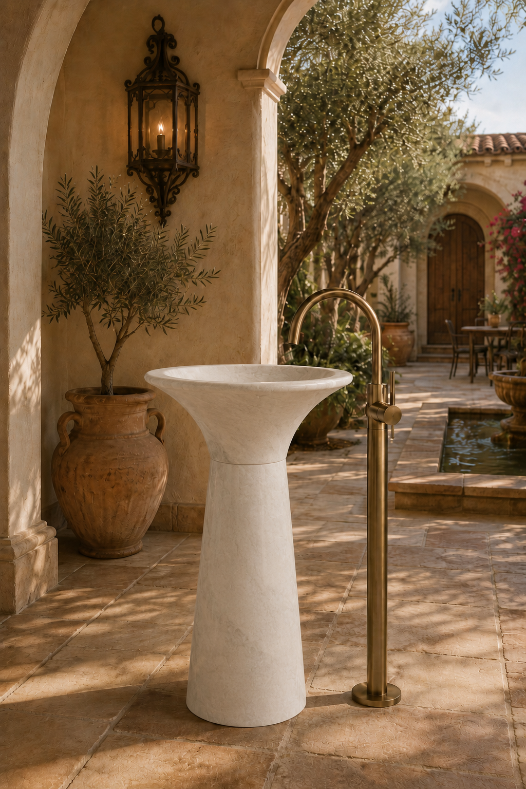 Crema Marfil freestanding sink 