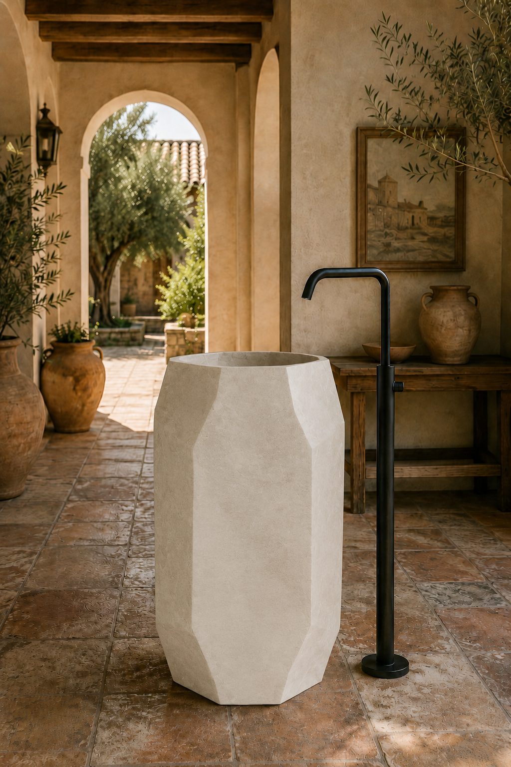 Crema Marfil freestanding basin 