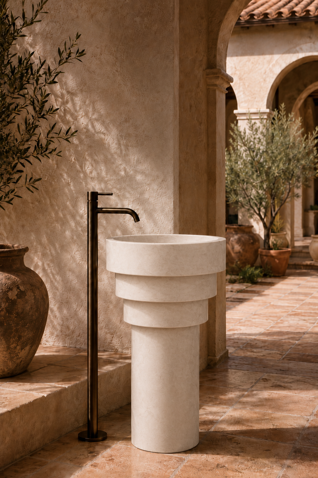 Crema Marfil marble sink 