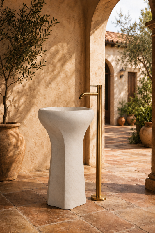 Crema Marfil Marble Pedestal, product view 1