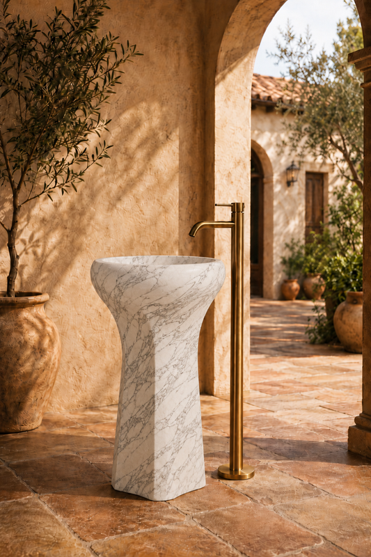 Arabescato Corchia Marble Pedestal, product view 1