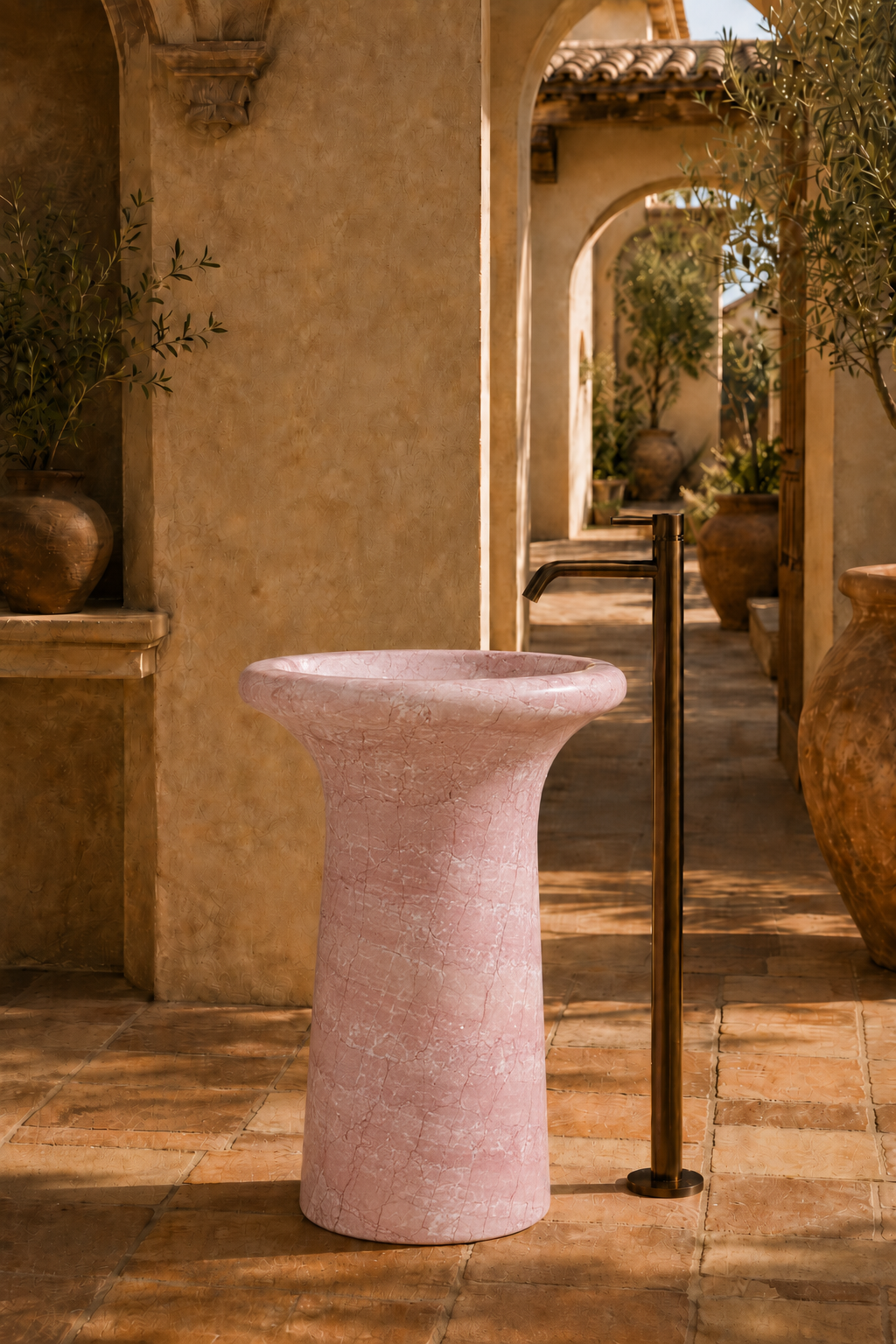Rose cream freestanding marble basin 
