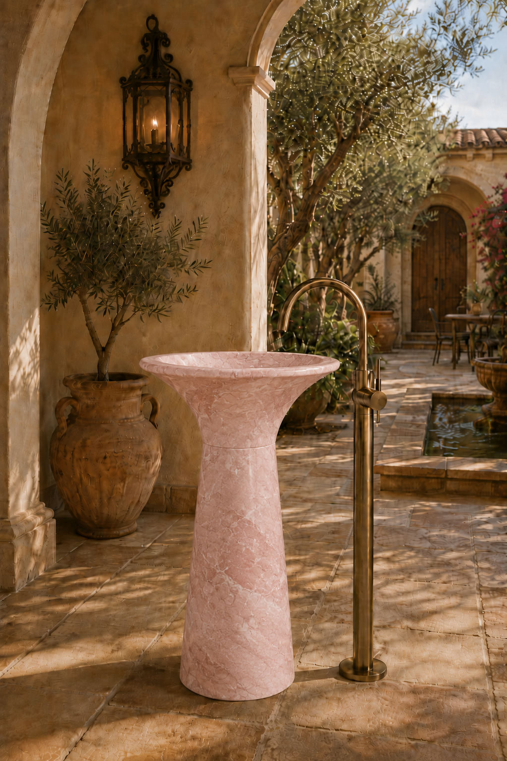 Freestanding rose cream sink 