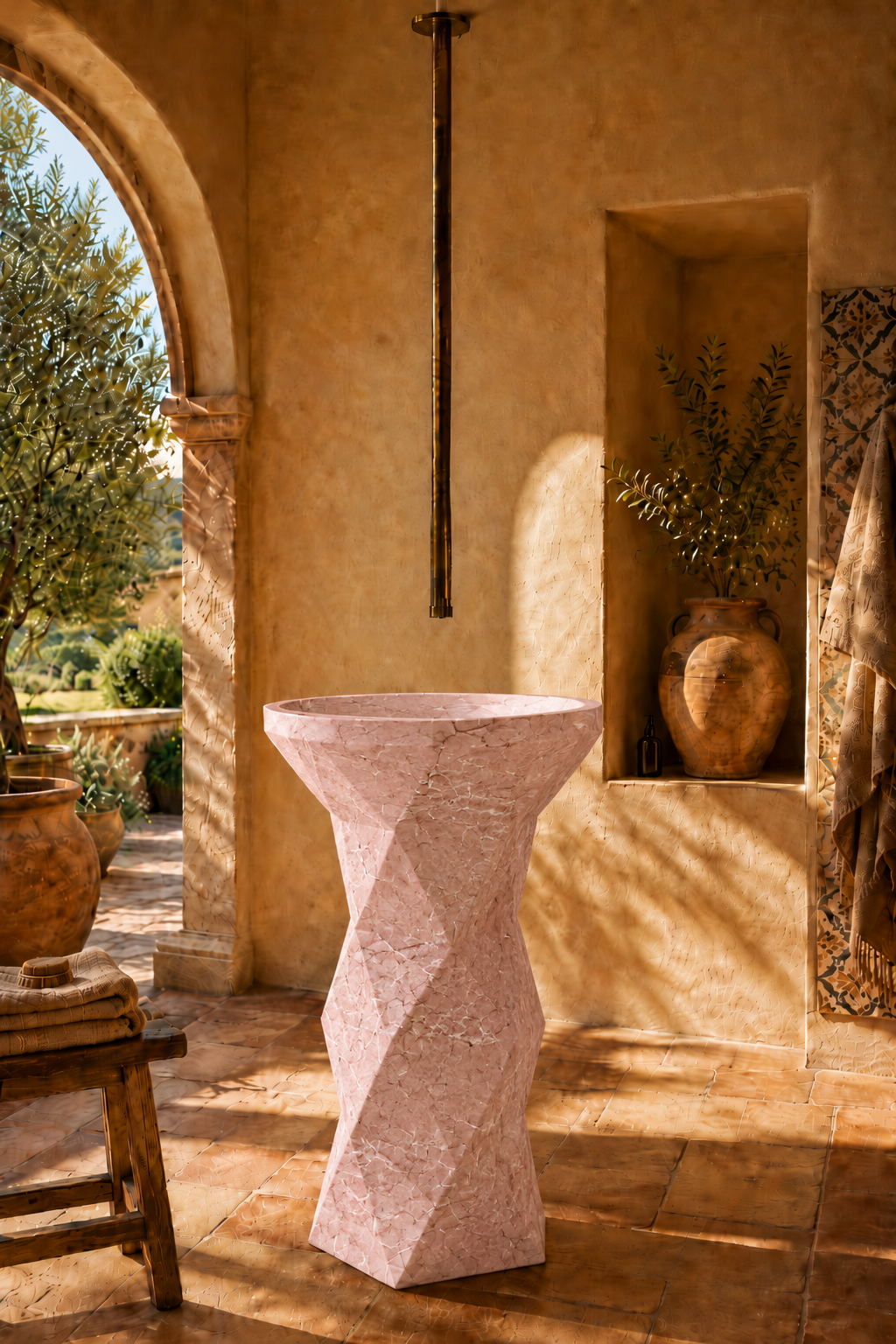 Freestanding rose cream pedestal 