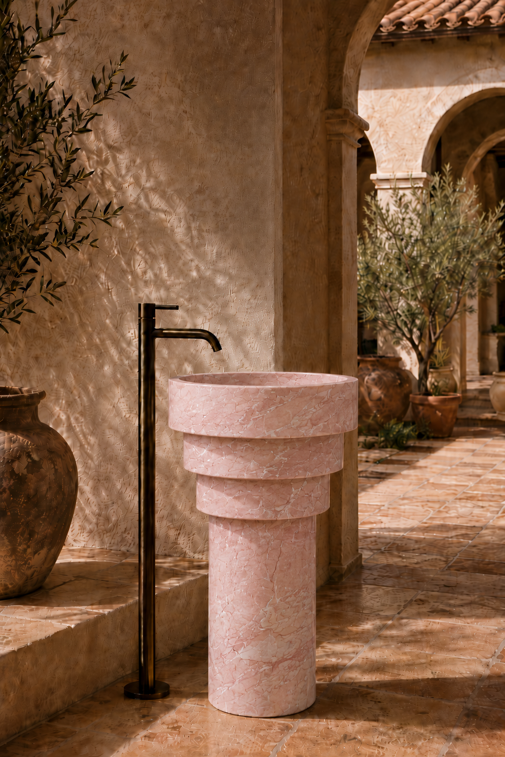 Rose cream marble basin 