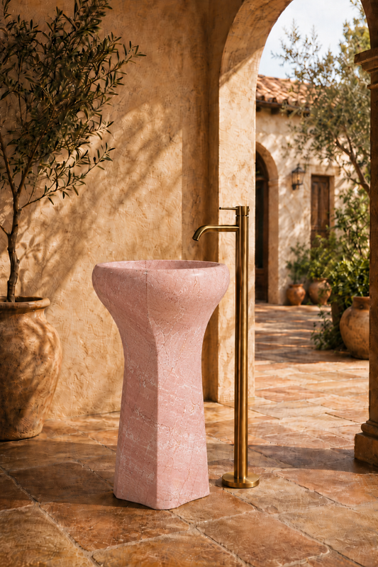 Rose Cream Marble Pedestal, product view 1
