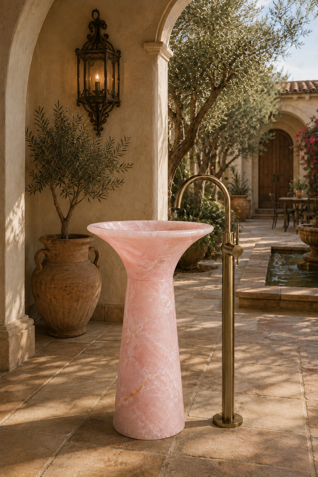 Pink onyx pedestal 