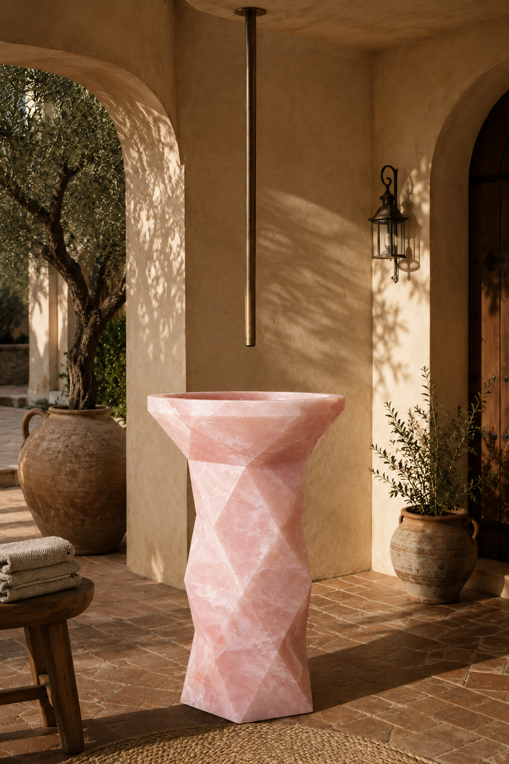 Pink onyx basin 