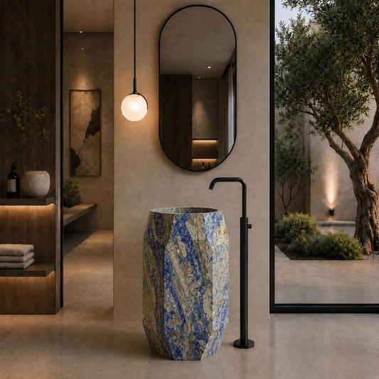 Bolivian Blue Marble Pedestal, product view 1