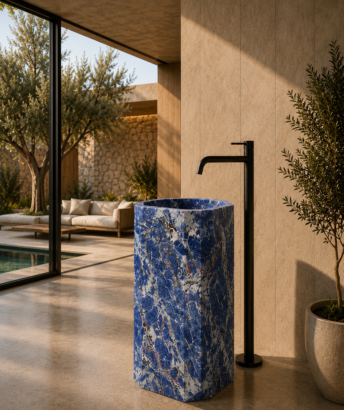 luxurious Blue Bolivian Marble Basin