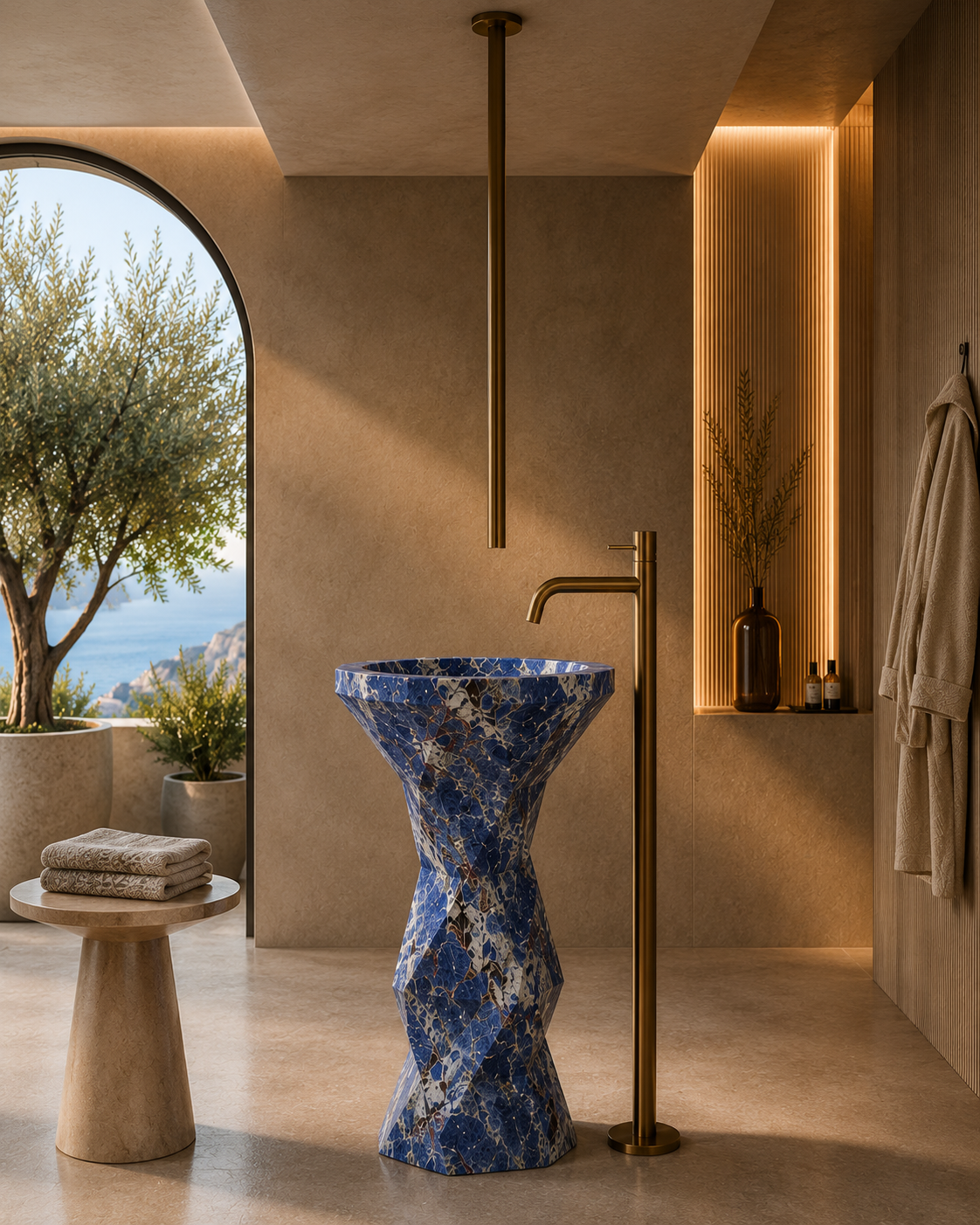Bolivian Marble Pedestal Basin